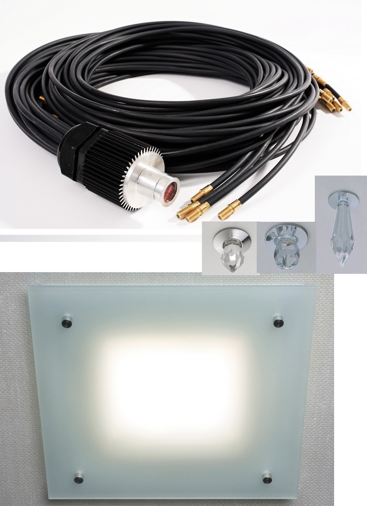 Tähtitaivassarja Crystal Star 3/LVP11T Poseidon 118 kuitua + 18 kristallia + projektori 75W tuike