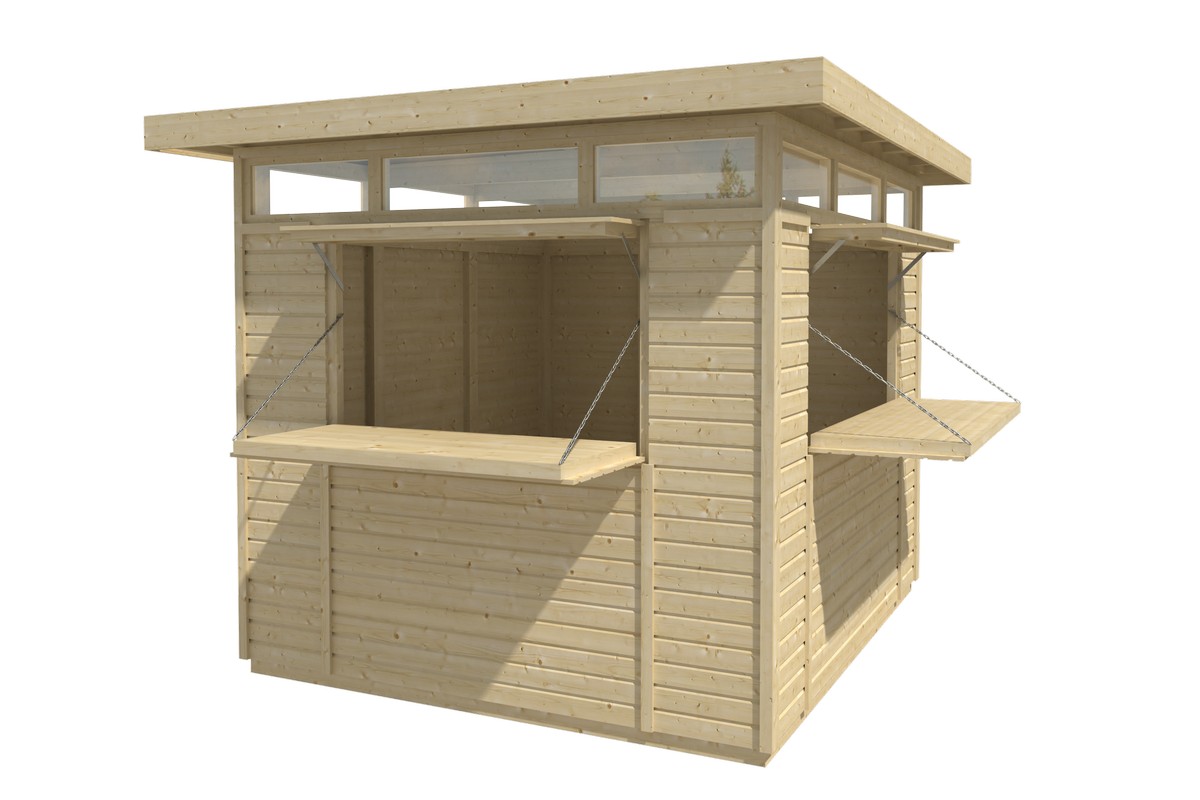 Kioski 2740x2410 mm 6,6 m² tasakattoinen puuvalmis