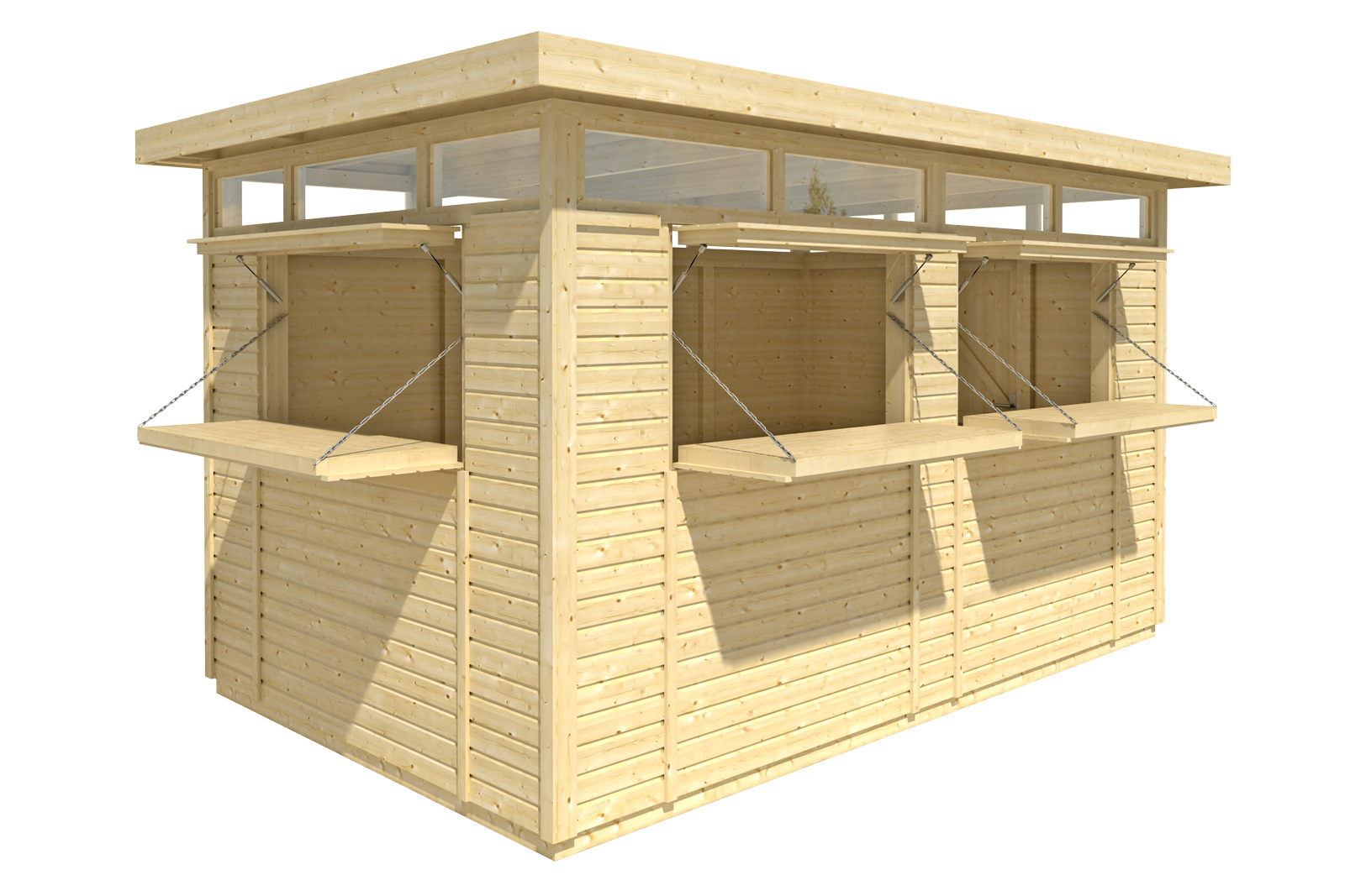 Kioski 3940x2410 mm 9,5 m² tasakattoinen puuvalmis
