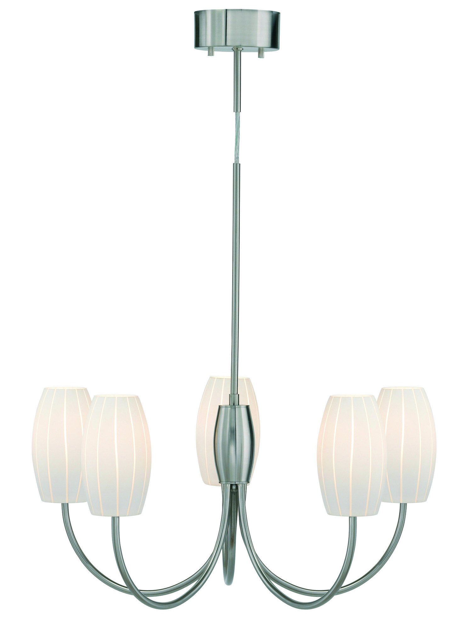 Kattokruunu Cocoon Ø 530x510 mm 5-osainen teräs/valkoinen huurrelasi