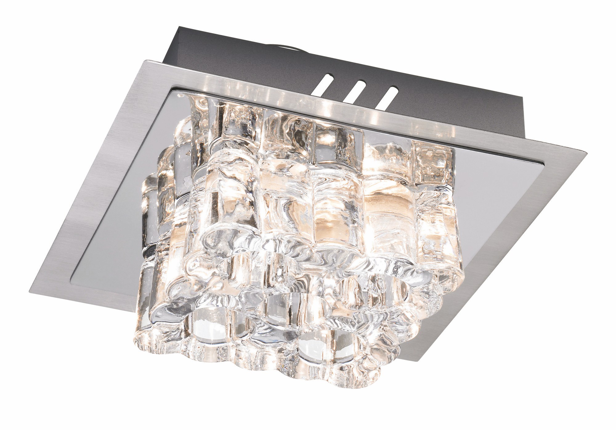 Plafondi Kärradal 200x200x80 mm harjattu teräs/kromi/MC-lasi IP21