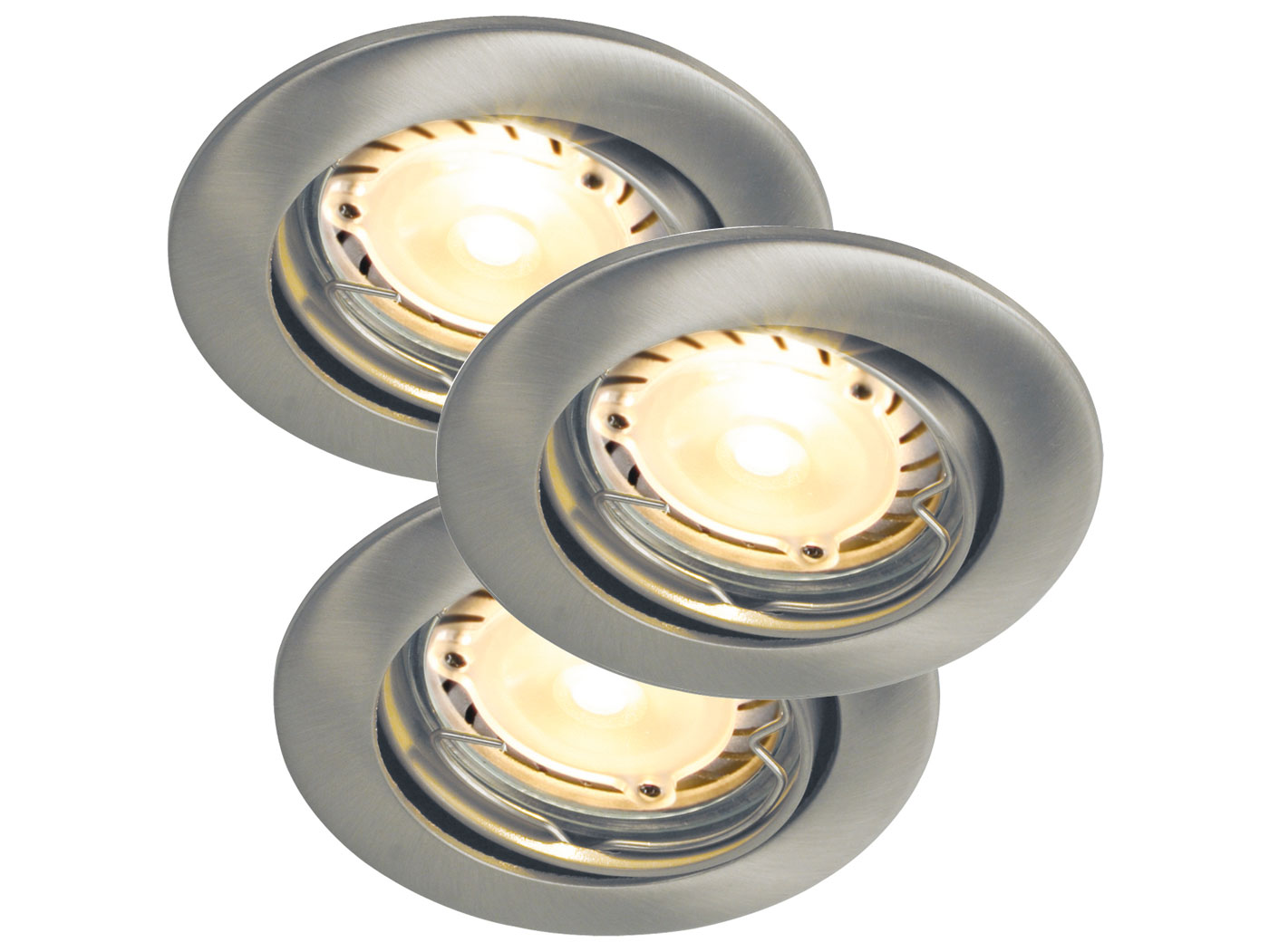 LED-alasvalosarja Recess 3-Kit LED Hi-Power Ø 80x100 mm 3 kpl harjattu teräs