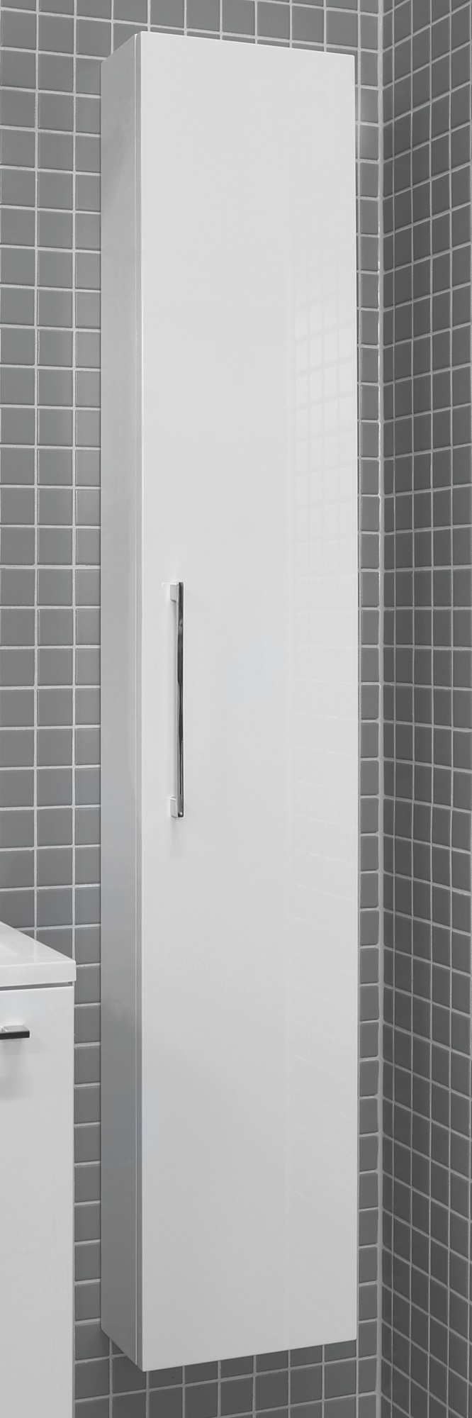 Korkea kaappi Noro Multi 295x150x1650 mm valkoinen kiiltävä