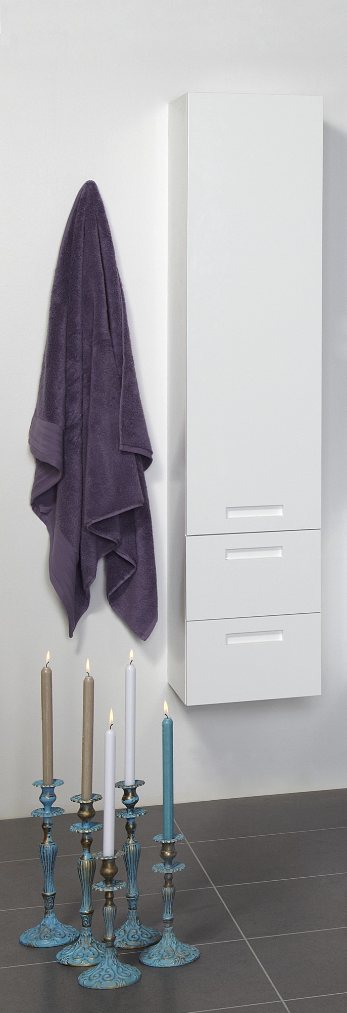 Korkea kaappi Noro Relounge 350x340x1610 mm kiiltävä valkoinen
