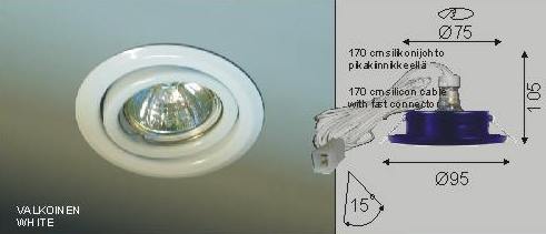 Suunnattava halogeenivalo 12V CT-2115R QR-CB51 50W valkoinen
