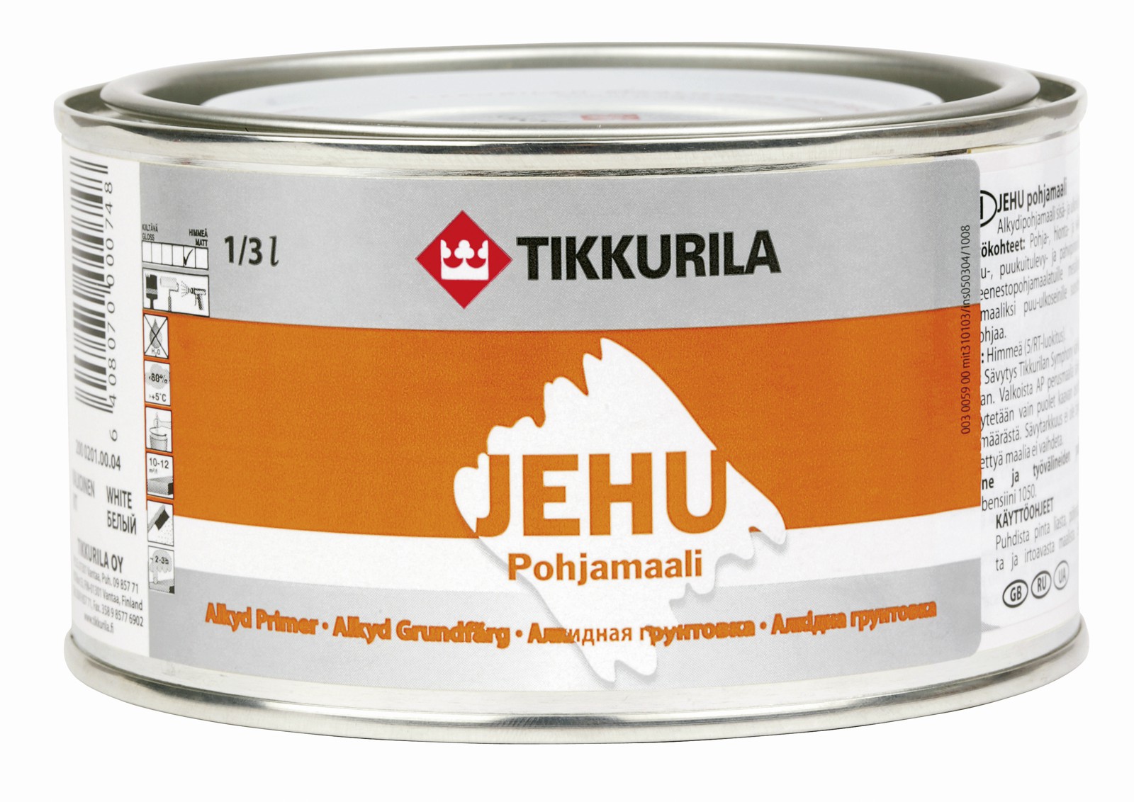 Pohjamaali Tikkurila Jehu 1/3 l valkoinen