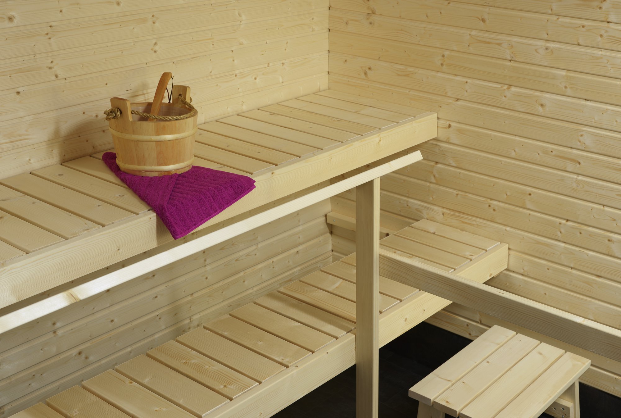 Saunapaketti Wicco Sauna Simplex 4.1 suoralla lauteella 4m2 1952 mm