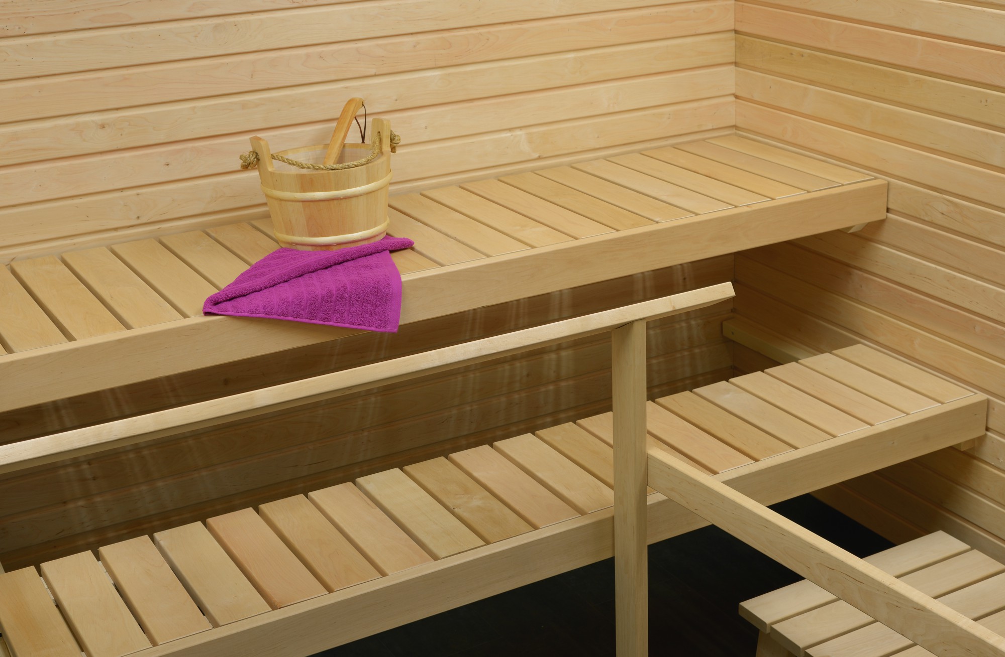 Saunapaketti Wicco Sauna Simplex 4.2 suoralla lauteella 4m2 1952 mm