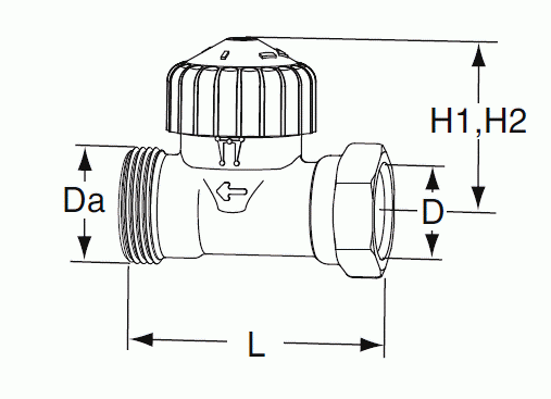 Patteriventtiili TA TRV-2 DN15 suora