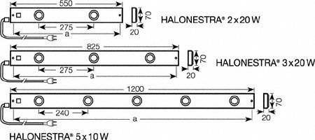Kalustevalaisin HALONESTRA valkoinen eri kokojen mitat Kalustevalaisin HALONESTRA valkoinen eri kokojen mitat