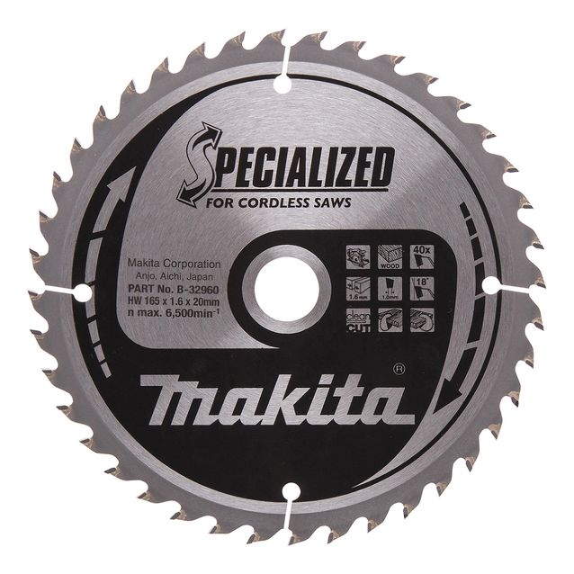 Pyörösahanterä Makita Specialized 165x20x1,6 mm Z-40 puulle