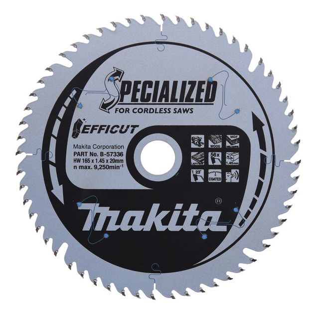 Pyörösahanterä Makita Efficut Specialized B-57320 165x20x1,45mm 56T