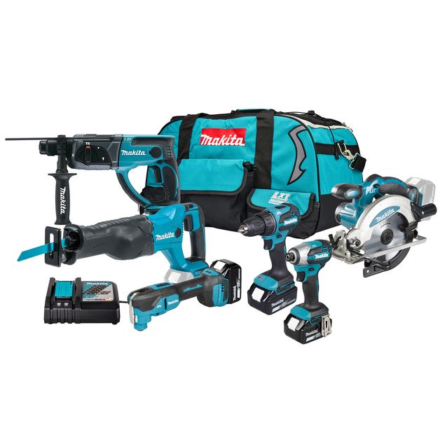 Akkukonesarja Makita LXT DLX6141TX1 6 konetta 18V 3x5,0 Ah akuilla