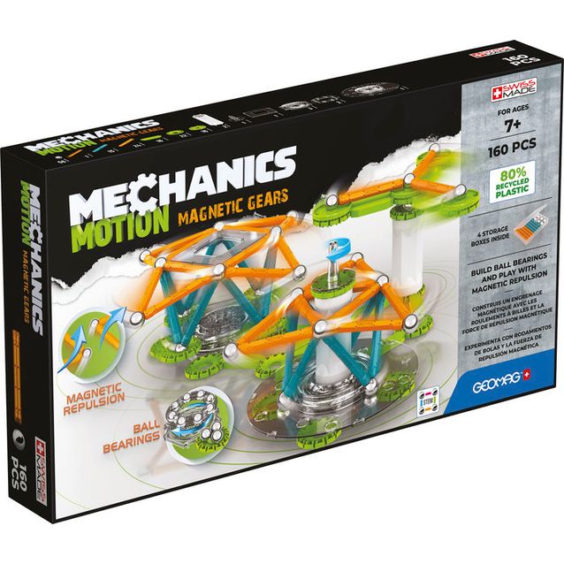 Magneettirakennussarja Geomag Mechanics Motion, 3 ratasta, 160 osaa