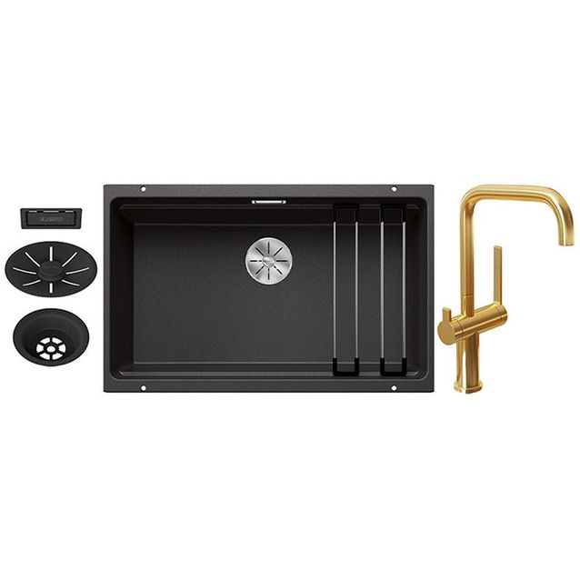 Keittiöallas Blanco Etagon 700-U ja Lapetek Lino-A keittiöhana APK-liitäntä kulta