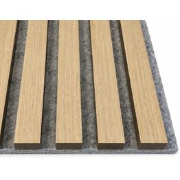 Akustiikkapaneeli Aarni 21x605x2400mm, vaalea tammi puuviilu + harmaa pohja