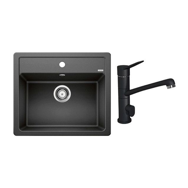 Keittiöallas Blanco Legra 6 ja Lapetek Lina 20-A keittiöhana APK-liitäntä antrasiitti