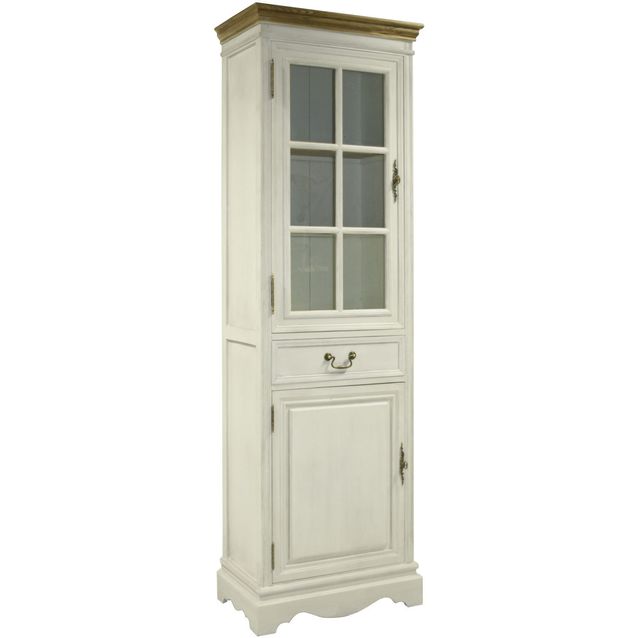 Display cabinet SAMIRA 60x35xH195,5cm, antique white/natural