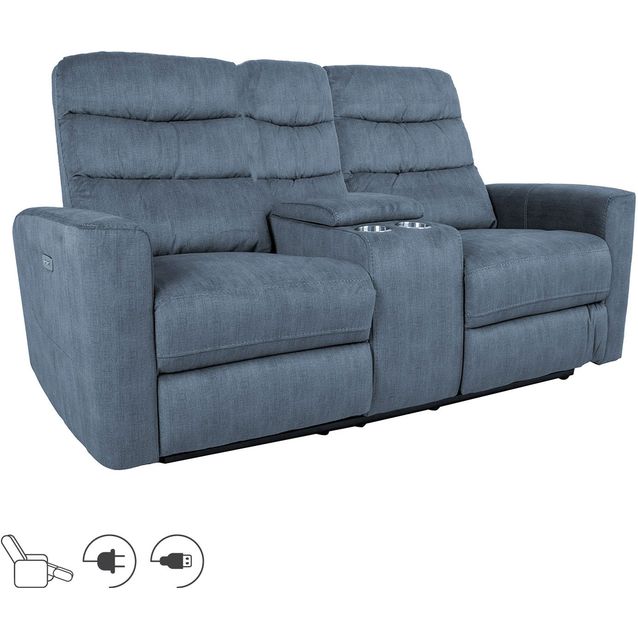 Recliner sofa GASTON 2-seater with electric mechanism, blue