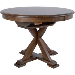 Ruokapöytä Home4You JAMES Ø106+46xK76 cm, rustiikkitammi, ruskea