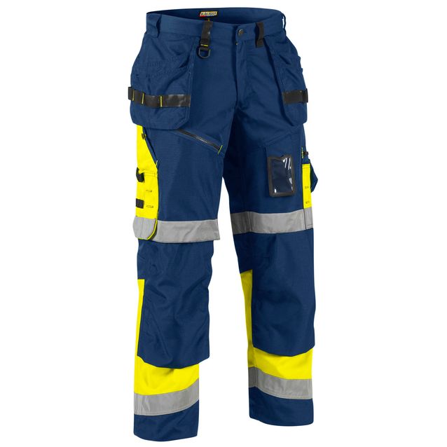 Blåkläder X1500 Highvis riipputaskuhousut Mariininsininen/Keltainen