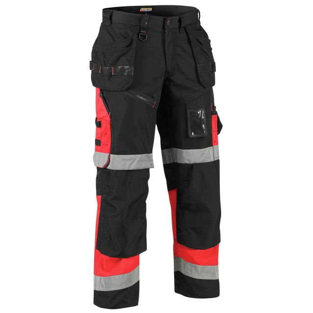 Blåkläder X1500 Highvis riipputaskuhousut Musta/Punainen