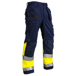 Riipputaskuhousut Blåkläder 1529 Highvis sininen/keltainen twill