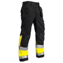 Riipputaskuhousut Blåkläder 1529 Highvis musta/keltainen twill