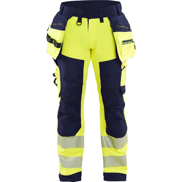 Softshell-riipputaskuhousut Blåkläder 1820 Highvis polvisuojataskuilla