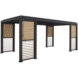 Pergola Home4You Mirador-111, säleikköseinillä 300x600cm, tummanharmaa