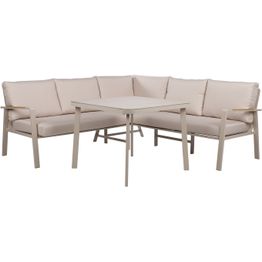 Puutarhakalustesetti Home4You UPLAND pöytä ja kulmasohva, beige