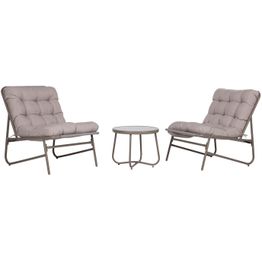 Puutarhakalustesetti Home4You JIVE pöytä ja 2 tuolia, taupe, beige
