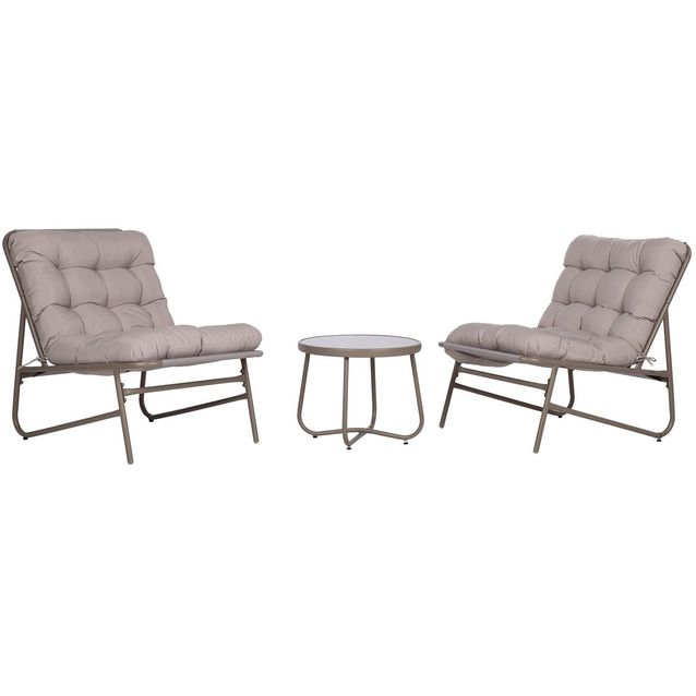 Garden furniture set JIVE table and 2 chairs, taupe