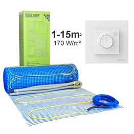 Lattialämmitysmatto Grand Meyer 1 m², 170 W/m² + termostaatti MST-9, eri kokoja