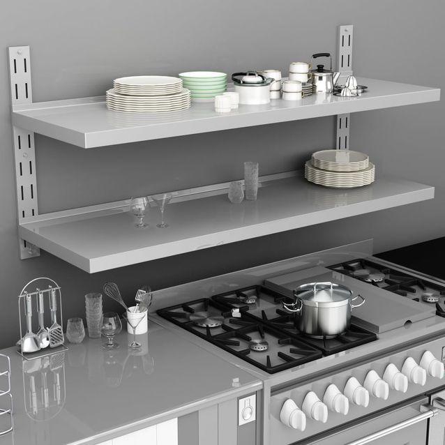 2-kerroksinen kelluva seinähylly ruostumaton teräs 150x30 cm_1