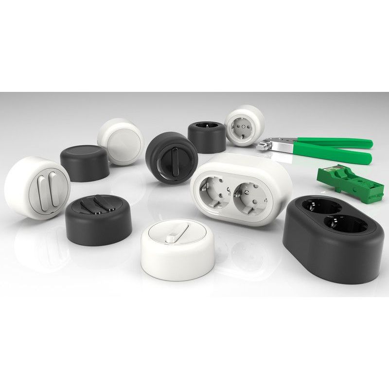 2-kytkin Renova pinta-asennus musta lisäkuva 3