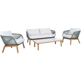 Puutarhakalustesetti Home4You TUXEDO pöytä, sohva ja 2 tuolia, vihreä