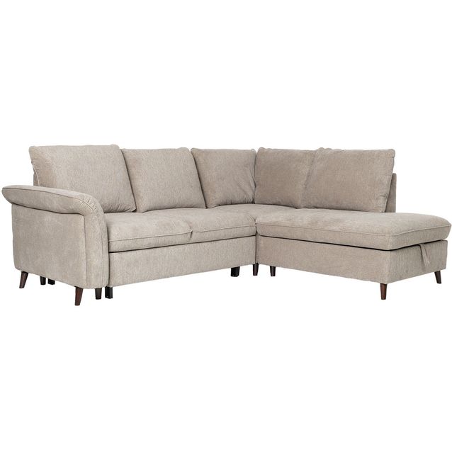 Corner sofa bed LINDY RC, light brown