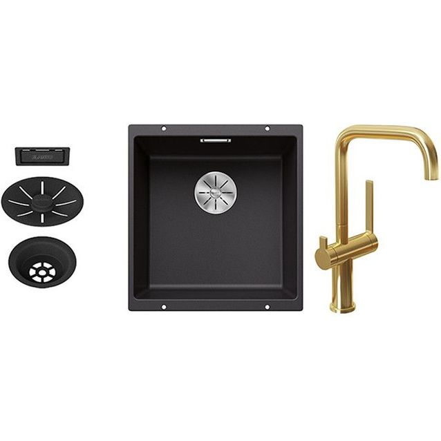 Keittiöallas Blanco Subline 400-U ja Lapetek Lino-A keittiöhana APK-liitäntä kulta