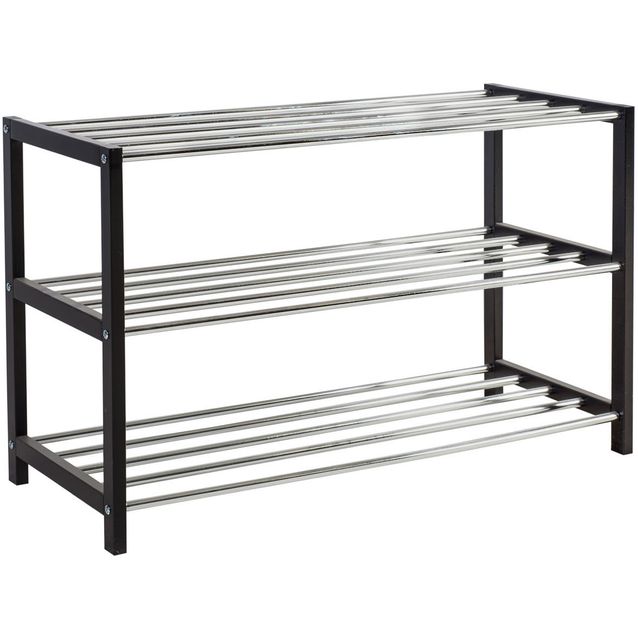 Shoe rack BRODY80x31xH50cm, black/chrome