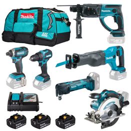 Akkukonesarja Makita LXT DLX6135TX1 6 konetta 18V 3x5,0 Ah akuilla