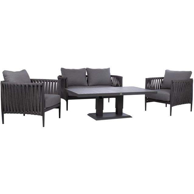 Garden furniture set BRISTOL table, sofa and 2 chairs, grey
