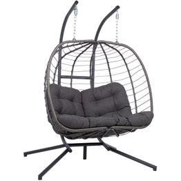 Riipputuoli Home4You FINSE 2-istuttava 142x106xK194 cm, tummanharmaa