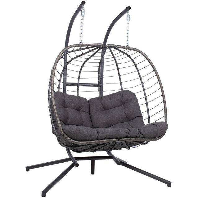Hanging chair FINSE 2-seater 142x106xH194cm, dark grey