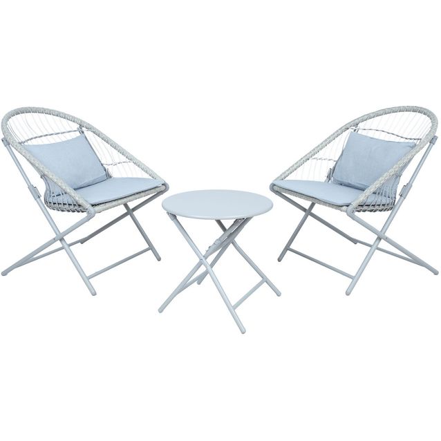 Balcony set YOLANDA 2 chairs and table, light gray