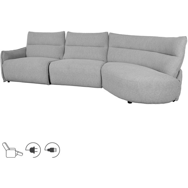 Corner sofa CANNES RC electric recliner, grey