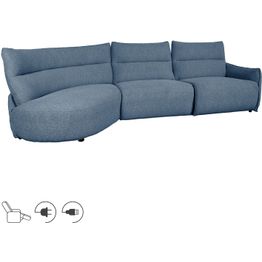 Kulmasohva Home4You CANNES LC sähkömekanismilla, harmahtava, sininen