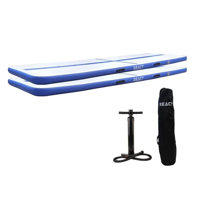 2x ilmavolttipatja React Airtrack 3 x 1 x 0,1 m käsipumpulla sini/valkoinen