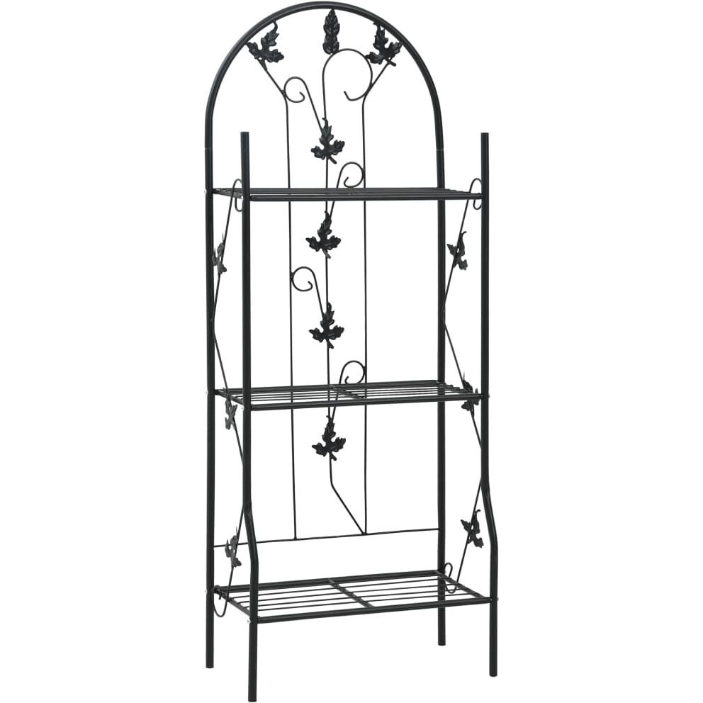 3-kerroksinen kukkateline musta 52x28x128 cm rauta