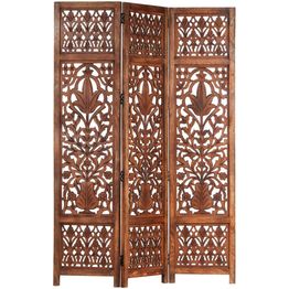 3-paneelinen tilanjakaja cm täysi mangopuu  ruskea 120x165